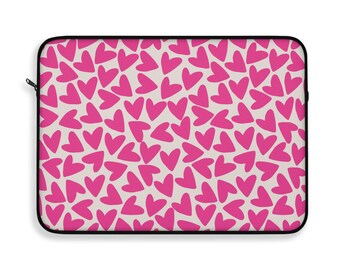 Pink Heart Pattern Laptop Sleeve: Girly Computer Bag