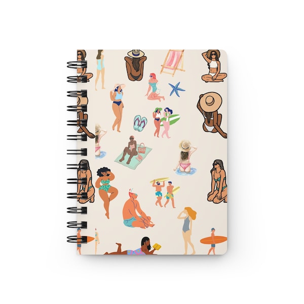 Beach Journal People On The Beach Summer Notebook Ocean Themed Journal Vacation Gift Beach Journal Beach Themed Gift Spiral Bound Journal