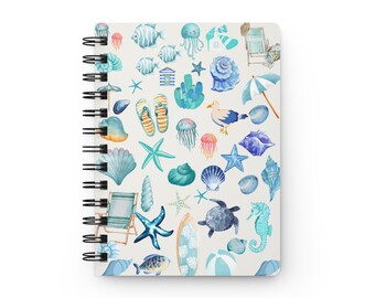 Ocean Theme Spiral Notebook: Summer Beach Journal, 150 Lined Pages