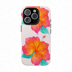 Hibiscus Phone Case Tropical Floral Phone Case Cute Summer Phone Case Girly iPhone 16 15 14 13 12 Pro Samsung Pixel Preppy Tough Cases