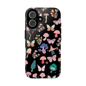 Funda para teléfono Cottagecore con estampado de setas, regalo de naturaleza, regalo de Forestcore, funda para teléfono Goblincore, regalo de mariposa, fundas resistentes minimalistas