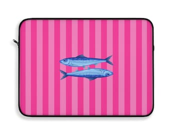 Sardines-laptophoes: roze gestreepte computerbeschermer