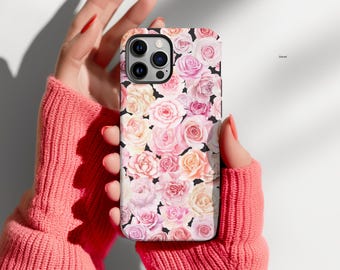 Pink Rose Garden Phone Case: Floral Tough Phone Cover
