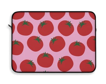 Funda para portátil con estampado de tomates: funda rosa para ordenador de estilo femenino