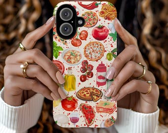 Funda para teléfono con comida italiana: diseño de verano mediterráneo