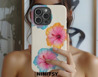 Funda para teléfono con diseño floral de hibisco: Hawái tropical para iPhone, Samsung y Pixel Tough Cover