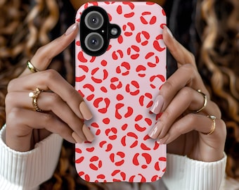 Red Leopard Print Phone Case: Girly Pink Animal Cover