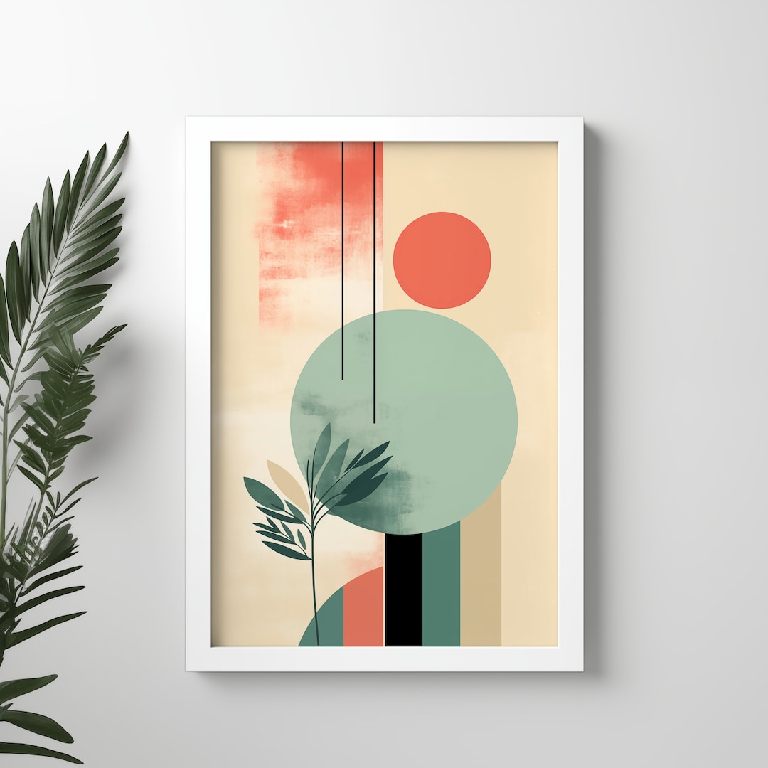 Modern Abstract Geometric Artwork, Minimalist Circles and Lines Design ...