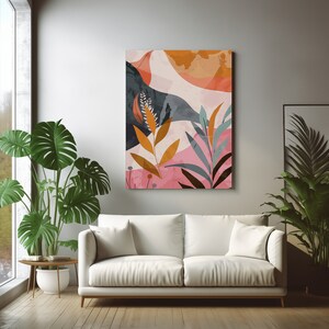 Vibrant Abstract Nature Artwork, Colorful Botanical Shapes, Modern Plant Wall Art, Contemporary Home and Office Decor