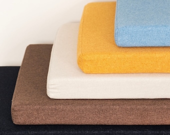 2" thick - Bench Cushion Custom Indoor Seat Cushion Neutral Window Seat Cushion Reading Nook Mudroom Cushion Handmade Detachable Chair Pad