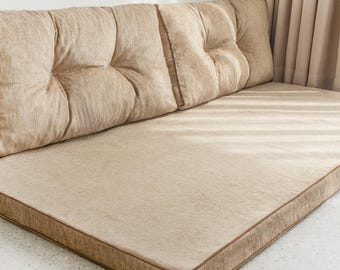 Custom 2" Thick Seat Cushion Durable Chenille Bench Cushion Window Seat Cushion Removable Washable Big Floor Pad for Indoor Cushion Decor