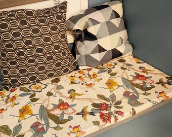 3'' Thick Custom Cushion with Print Shape Bench Cushion for Indoor Window Seat Cushion with Zipper Washable Any Size Cushion for Home Decor