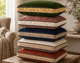 Custom Velvet Pillow Cover: Double Piping, 60 Colors, Luxe Home Decor, Custom Handmade Pillow