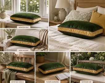 Custom Velvet Pillow Cover: Double Piping, 60 Colors, Luxe Home Decor, Custom Handmade Pillow