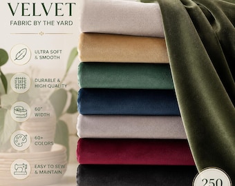 Velvet Fabric by the Yard - Soft Upholstery Material, 60-Inch Wide