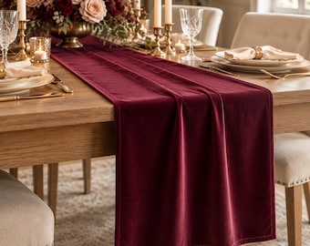 Luxury Velvet Table Runner, Custom Size, Elegant Wedding Decor (60 Colors)