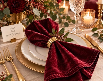 Velvet Napkins for Wedding, Custom Color Cloth Dinner Napkins, Luxury Table Decor, Elegant Tablescape, Holiday & Event Napkin