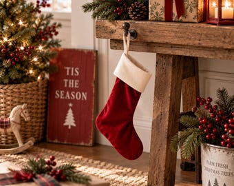 Personalized Velvet Christmas Stocking, Custom Name Holiday Gift Idea