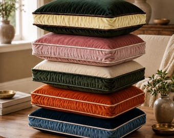 Custom Velvet Pillow Cover: Double Piping, 60 Colors, Luxe Home Decor, Custom Handmade Pillow
