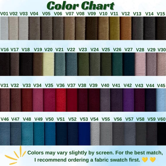 Velvet Fabric by the Yard, Soft Upholstery Material, 60-Inch Wide, 60 Color Options