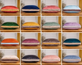 Custom Velvet Pillow Cover: Double Piping, 60 Colors, Luxe Home Decor, Custom Handmade Pillow