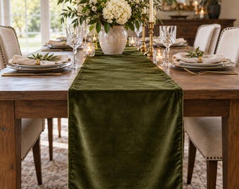 Luxury Velvet Table Runner, Custom Size Dining Table Decor, Wedding Table Runner, Elegant Event Decor, 60 Colors