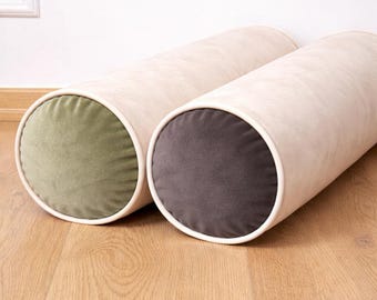 Custom Velvet Bolster Pillow Cover, Yoga Pillow Cover, Soft Lumbar Yoga Cushion Case, 60 Colors