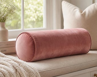 Custom Velvet Bolster Pillow Cover, Soft Lumbar Yoga Cushion Case, 60 Colors