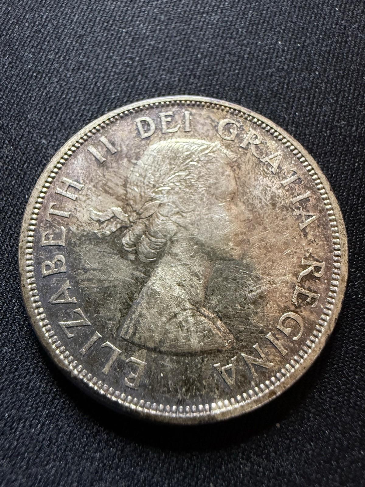 Authentic 1960 Canadian Silver Dollar Coin 80% 1 - Beautiful