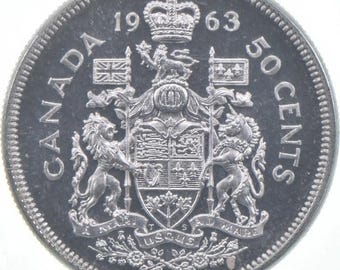 本物の1963年カナダ銀貨50セントハーフダラー .800 PL - Etsy 日本