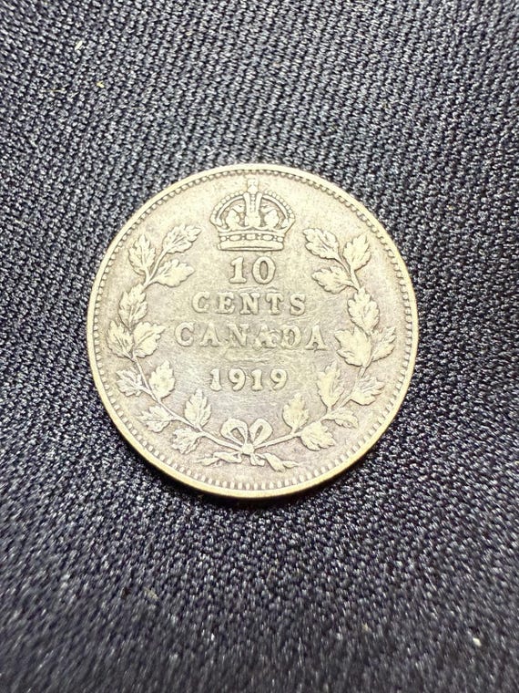 本物の1919年カナダ5セント銀貨（ジョージ王） - Etsy 日本