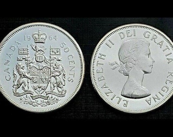 カナダ 25セント銀貨 3枚セット（1939年・1941年・1960年） 1964年カナダ発行 25セント銀貨（未使用品）（1枚につき1枚） - Etsy 日本