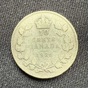 1936 10 cent Canada Coin Silver King George