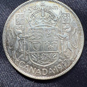 1943年 カナダ アンティーク 50セント 硬貨 銀貨 カプセル入り 1943 canada 50 cents - Etsy 日本