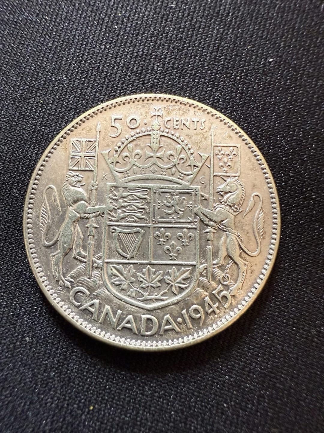 本物の1945年カナダ50セント銀貨 - Etsy 日本