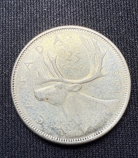 本物の1961年カナダ25セント銀貨 - Etsy 日本