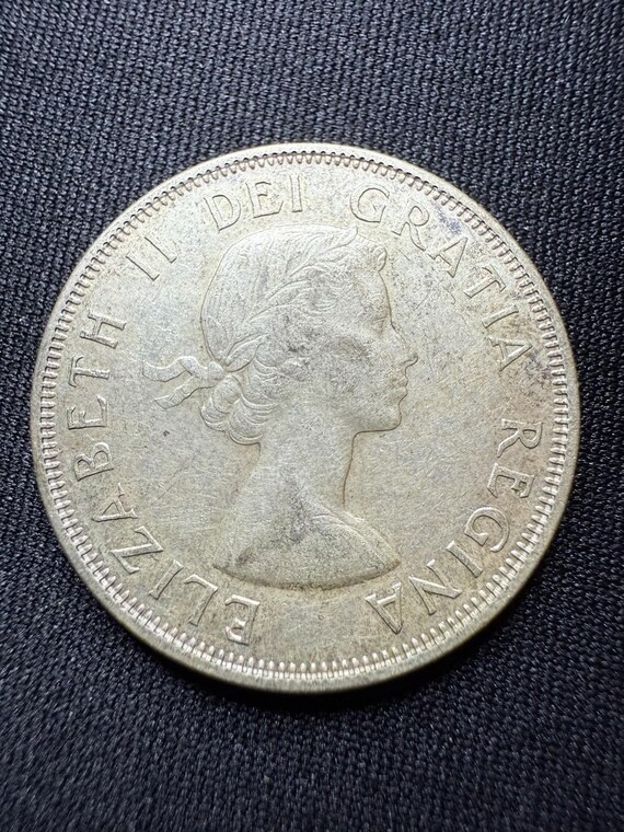 本物の1956年カナダ50セント銀貨 - Etsy 日本