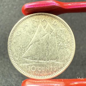 1949 Canada 10 Cents Coin Silver King George