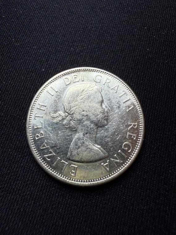 カナダ年代物1958年銀貨 1958年カナダ銀貨50セント（ハーフドル）ミントジェム - Etsy 日本