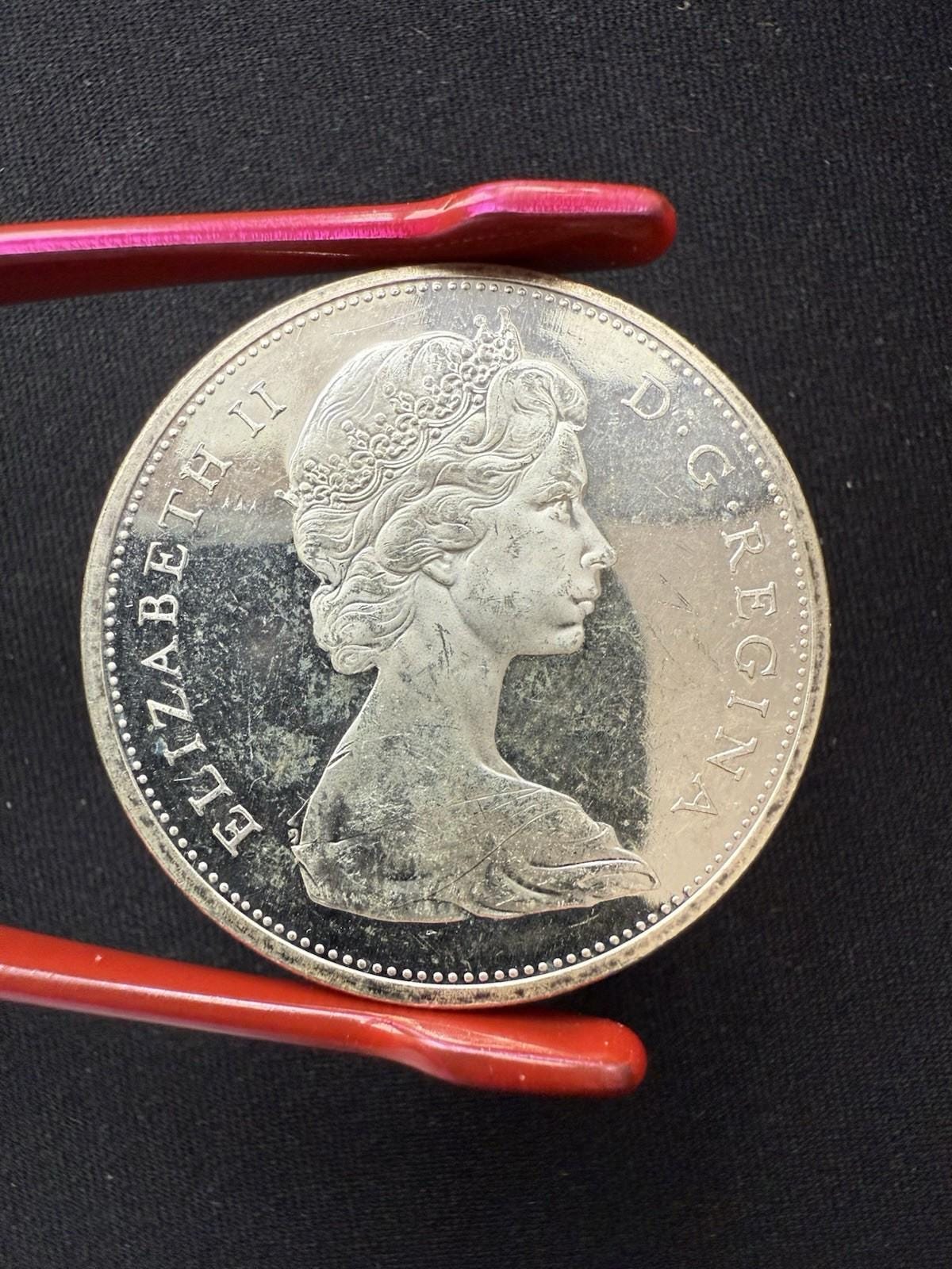 本物の1965年カナダ銀貨（80%）1枚 - ヘビーカメオ - Etsy 日本