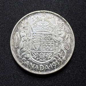 1945 Canada 50 Cents Silver Coin