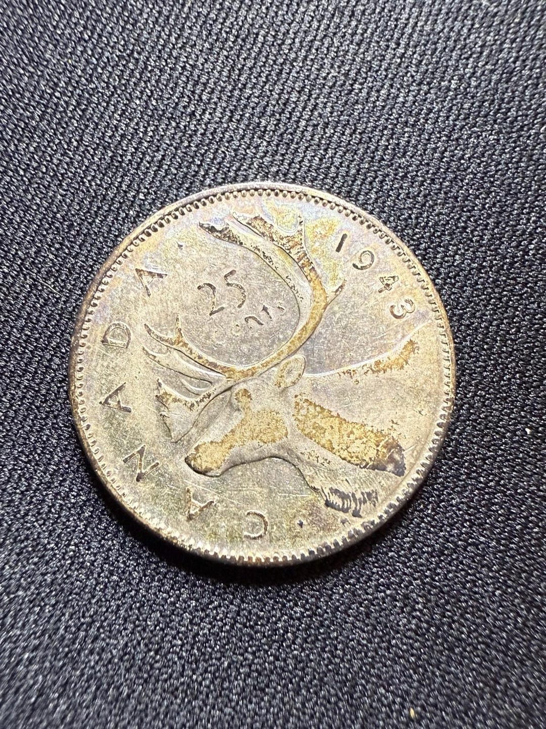本物の1943年カナダ銀貨25セント - Etsy 日本