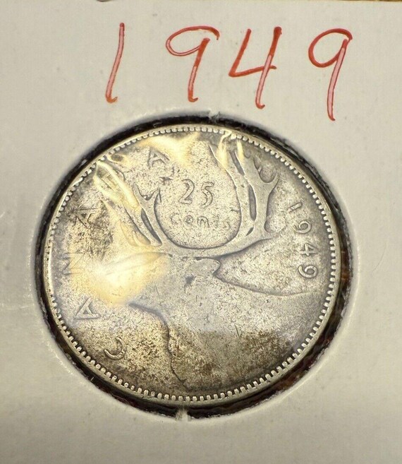 ❁*m様 25セント　旧硬貨　銀貨　4枚 本物の1949年カナダ銀貨25セント - Etsy 日本