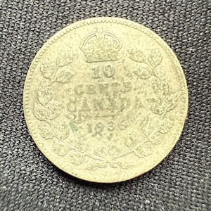 1936 10 cent Canada Coin Silver King George