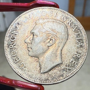 1952 Canadian Silver 50 Cents Half Dollar Coin - Patina Nice