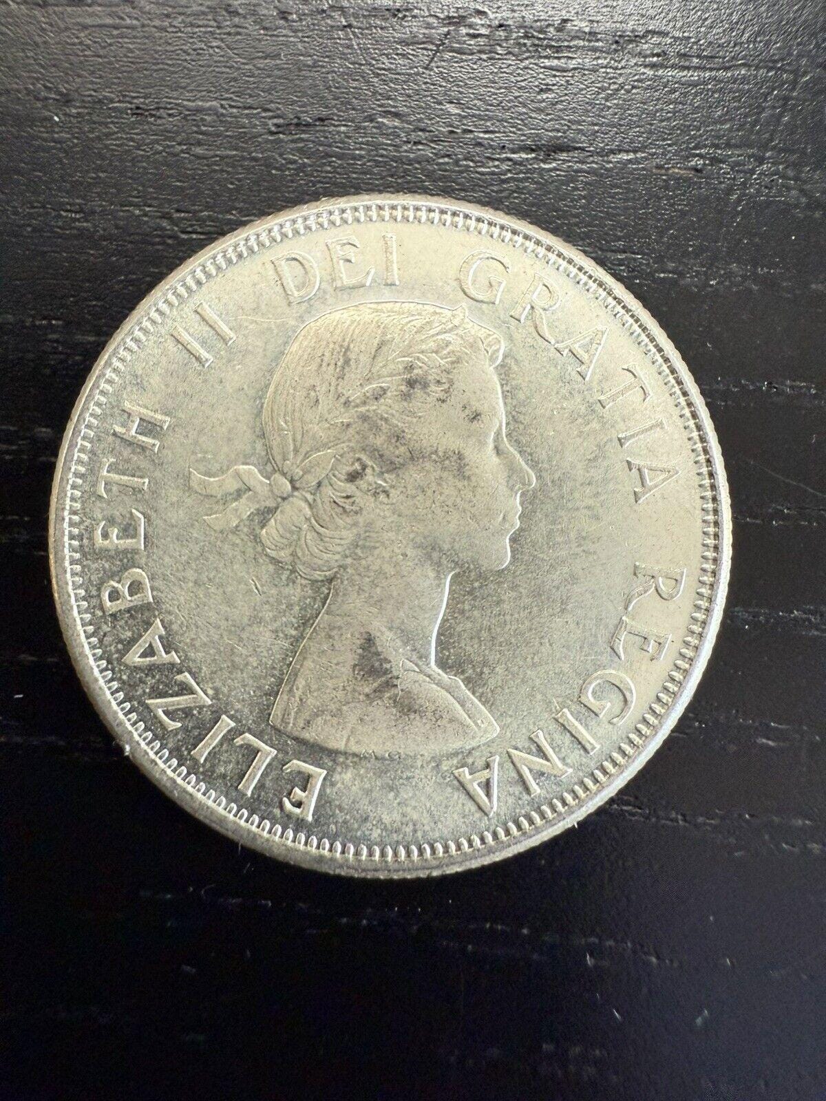 本物の1958年カナダ銀貨50セント（ハーフダラー） - Etsy 日本