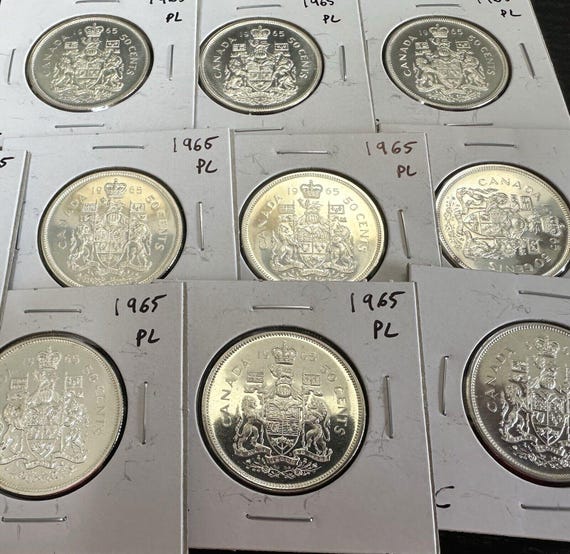 カナダ1965年50セント銀貨 美品】カナダ 50セント銀貨 1965年 - メルカリ