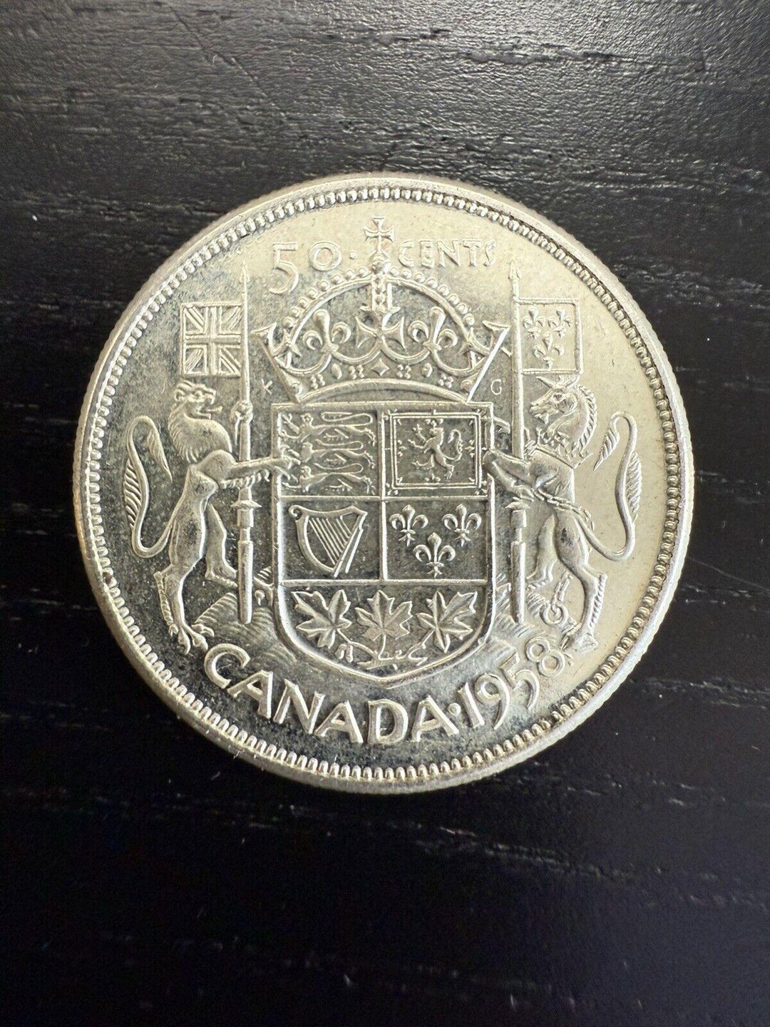1958年カナダ銀貨50セントハーフドルコイン - Etsy 日本
