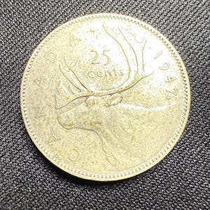 1947 Maple Leaf Canada Silver 25 Cents Coin King George