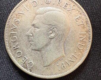本物の1945年カナダ50セント銀貨 - Etsy 日本